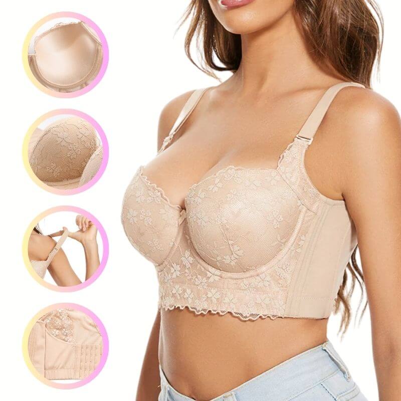 TQWQT Push Up Bra for Women Corset Top Bustier Padded Underwire Bra Add One  Cup,Complexion 44C 